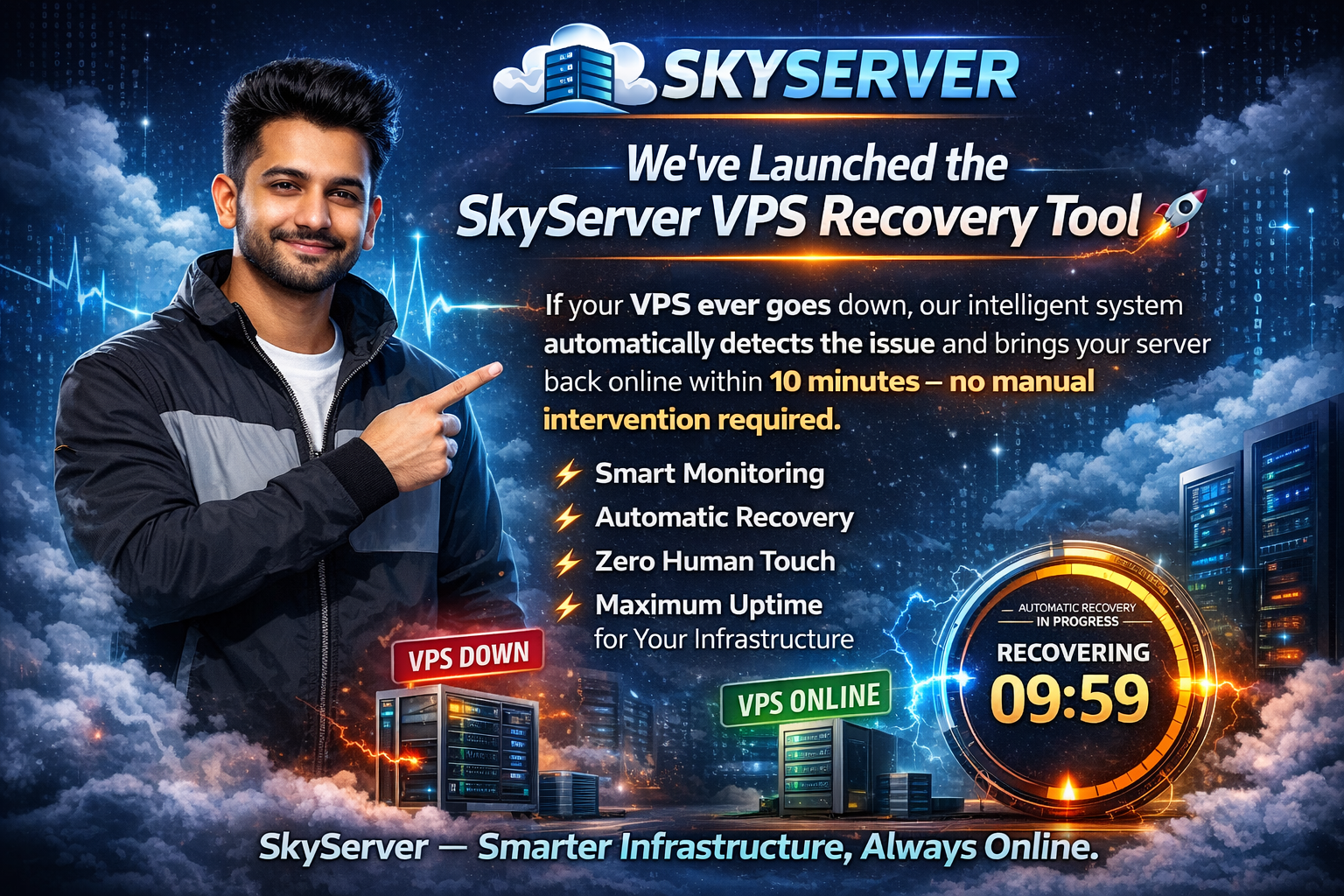 SkyServer VPS Auto-Recovery - Automatic server failure detection and instant restoration